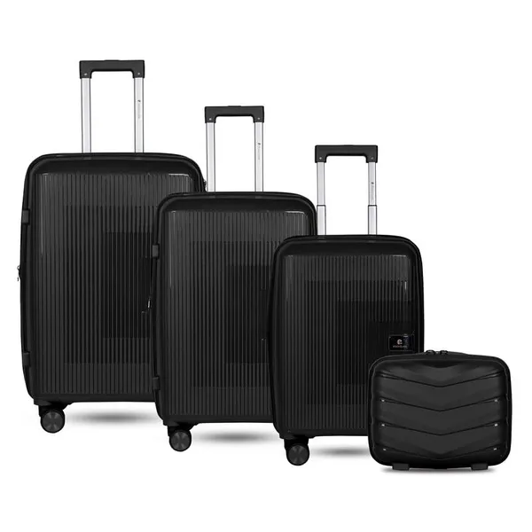 Polo_Class_3Pc_Set_Trolley_(20/24/28_inch)_with_Vanity_|_Polypropylene_Material_|_360-Degree_Rotating_Wheels_Black