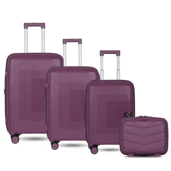 Polo_Class_3Pc_Set_Trolley_(20/24/28_inch)_with_Vanity_|_Polypropylene_Material_|_360-Degree_Rotating_Wheels_Purple