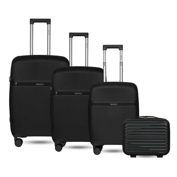 Polo_Class_3Pc_Set_Trolley_(20/24/28_inch)_with_Vanity_|_Polypropylene_Material_|_360-Degree_Rotating_Wheels_Black