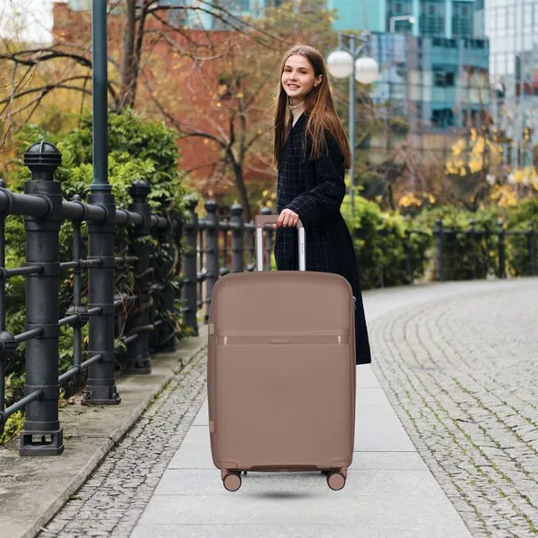 Polo_Class_2Pc_Set_Trolley_(20/28_inch)|_Polypropylene_Material_|_Trolley_Bag_with_360-Degree_Rotating_Wheels_-_Beige