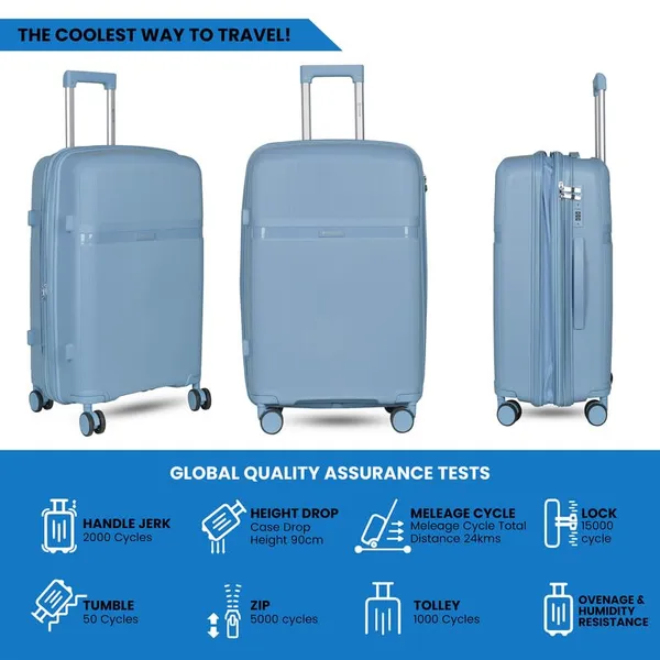 Polo_Class_2Pc_Set_Trolley_(20/28_inch)|_Polypropylene_Material_|_Trolley_Bag_with_360-Degree_Rotating_Wheels_-_Grey