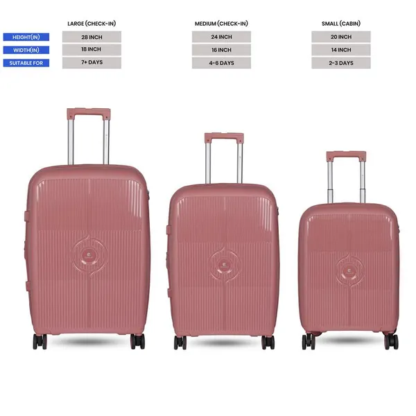 Polo_Class_2Pc_Set_Trolley_(20/28_inch)|_Polypropylene_Material_|_Trolley_Bag_with_360-Degree_Rotating_Wheels_-_Rose_Gold