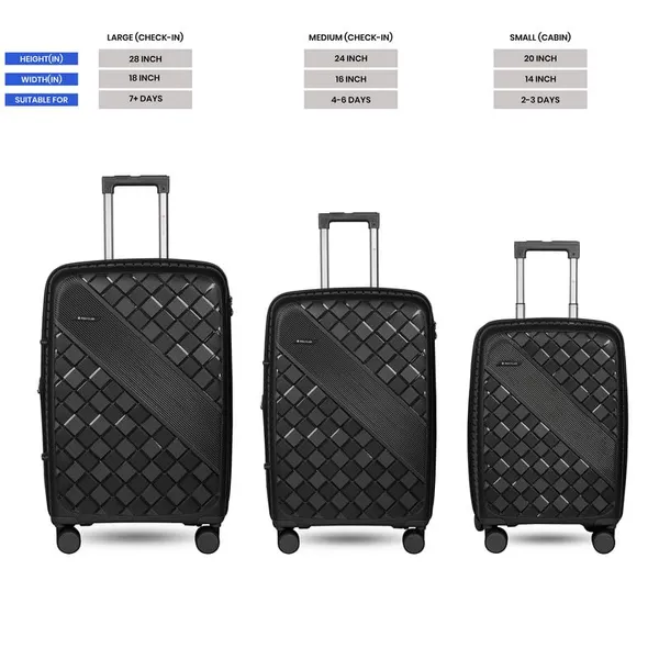 Polo_Class_2Pc_Set_Trolley_(20/28_inch)|_Polypropylene_Material_|_Trolley_Bag_with_360-Degree_Rotating_Wheels_-_Black