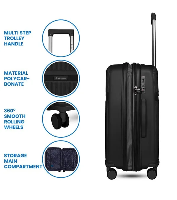 Polo_Class_2Pc_Set_Trolley_(24/28_inch)_with_Vanity_|_Polypropylene_Material_|_360-degree_Rotating_8_Wheels_|_Waterproof_&_Scratch_Resistant_-_Black