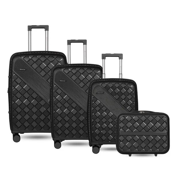 Polo_Class_3Pc_Set_Trolley_(20/24/28_inch)_with_Vanity_|_Polypropylene_Material_|_360-Degree_Rotating_Wheels_Black
