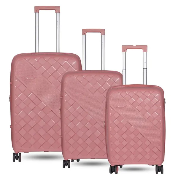 Polo_Class_3-Piece_Trolley_Bag_Set_(20/24/28_inches)_|_Polypropylene_Material_|_8-Wheel_360�_Rotation_|_Waterproof_&_Scratch-Resistant_-_Rose_Gold