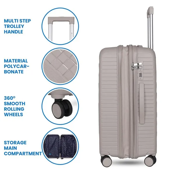 Polo_Class_2Pc_Set_Trolley_(20/24_inch)_|_Polypropylene_Material_|_Trolley_Bag_with_360-Degree_Rotating_Wheels_-_Silver