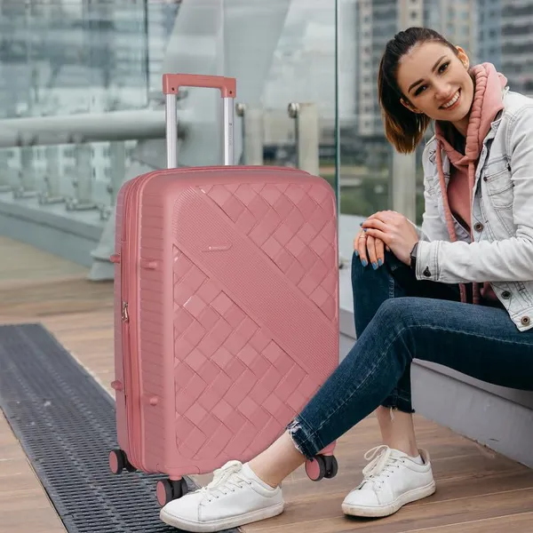 Polo_Class_2Pc_Set_Trolley_(20/24_inch)_|_Polypropylene_Material_|_Trolley_Bag_with_360-Degree_Rotating_Wheels_-_Rose_Gold