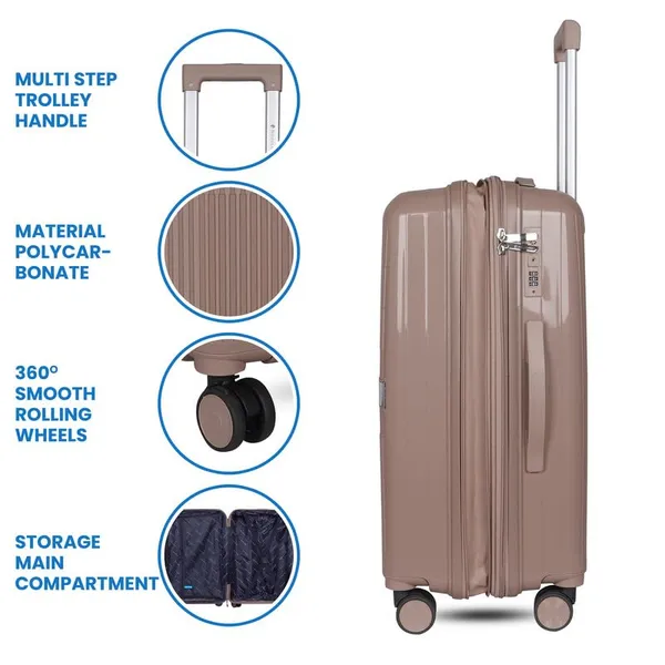 Polo_Class_2Pc_Set_Trolley_(24/28_inch)|_Polypropylene_Material_|_Trolley_Bag_with_360-Degree_Rotating_Wheels_-_Beige