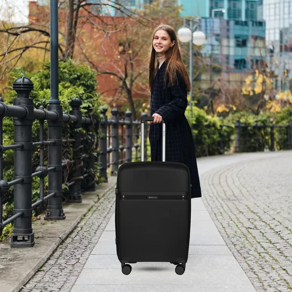 Polo_Class_2Pc_Set_Trolley_(24/28_inch)|_Polypropylene_Material_|_Trolley_Bag_with_360-Degree_Rotating_Wheels_-_Black