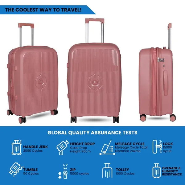 Polo_Class_2Pc_Set_Trolley_(24/28_inch)|_Polypropylene_Material_|_Trolley_Bag_with_360-Degree_Rotating_Wheels_-_Rose_Gold