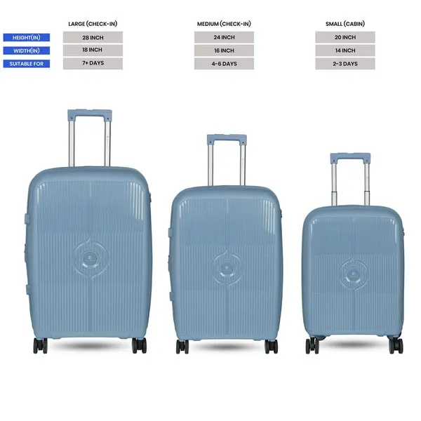 Polo_Class_2Pc_Set_Trolley_(24/28_inch)|_Polypropylene_Material_|_Trolley_Bag_with_360-Degree_Rotating_Wheels_-_Grey