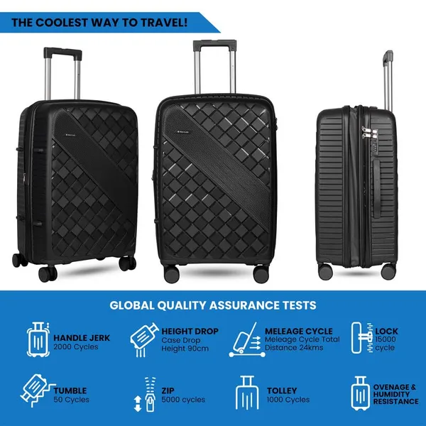 Polo_Class_2Pc_Set_Trolley_(24/28_inch)|_Polypropylene_Material_|_Trolley_Bag_with_360-Degree_Rotating_Wheels_-_Black