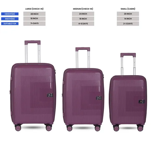 Polo_Class_2Pc_Set_Trolley_(20/28_inch)|_Polypropylene_Material_|_Trolley_Bag_with_360-Degree_Rotating_Wheels_-_Purple