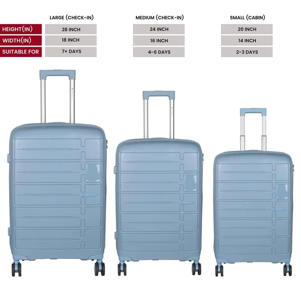 Polo_Class_3Pc_Set_Trolley_(20/24/28_inch)_|_Polypropylene|_Polypropylene_360�_spinner_wheels_�_smooth_movement_in_any_direction_|_Waterproof_&_Scratch_Resistant