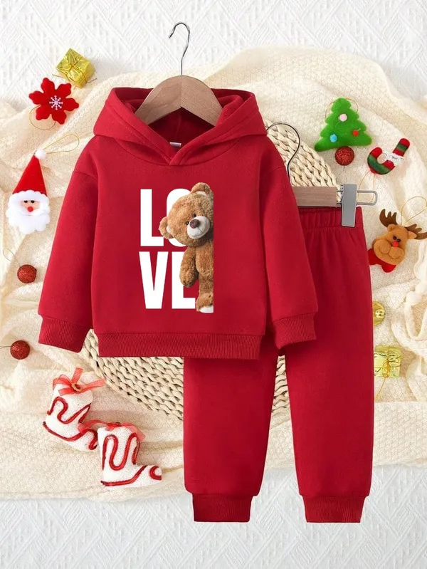 Love_Panda_Printed_Red_Color_Hood_T-shirt_and_bottom_set_For_Baby_Girls_&_Boys