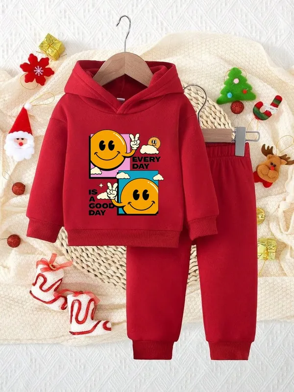 Good_Day_Printed_Red_Color_Hood_T-shirt_and_bottom_set_For_Baby_Girls_&_Boys