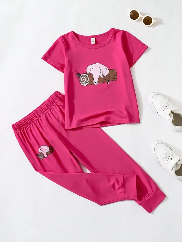 Panda_Printed_Dark_Pink_Color_T-shirt_and_bottom_set_For_Baby_Girl_&_Boy