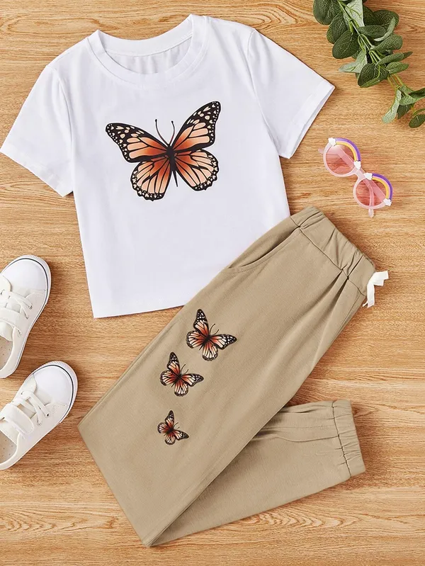 Butterfly_Printed_White_Color_T-shirt_and_kathhai_bottom_set_For_Baby_Girl_&_Boy