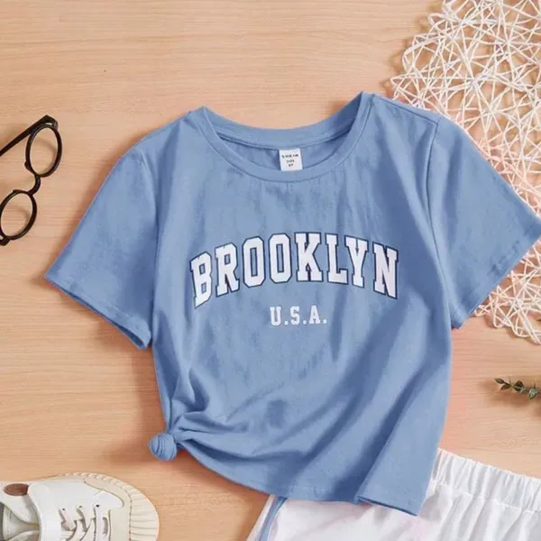 Broklyn_USA_Printed_Sky_Blue_Color_T-shirt_and_White_bottom_set_For_Baby_Girl_&_Boy