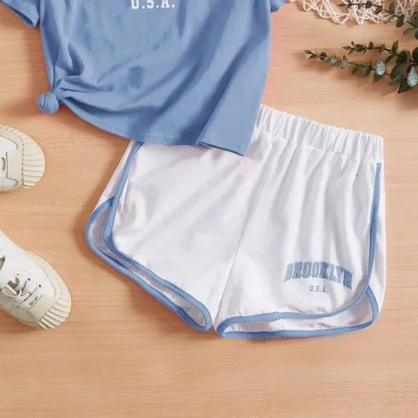 Broklyn_USA_Printed_Sky_Blue_Color_T-shirt_and_White_bottom_set_For_Baby_Girl_&_Boy