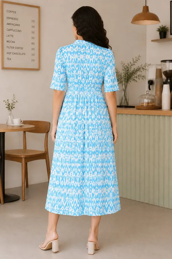 Blue_cotton_digital_printed_Dress
