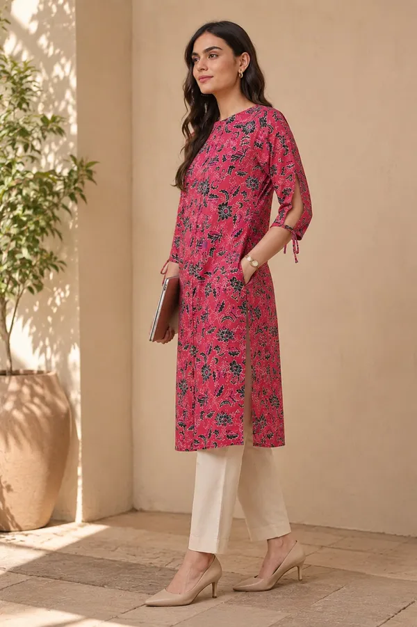 Pink_Cotton_Sleeves_Cut-out_design_Kurta