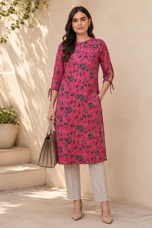 Pink_Cotton_Sleeves_Cut-out_design_Kurta