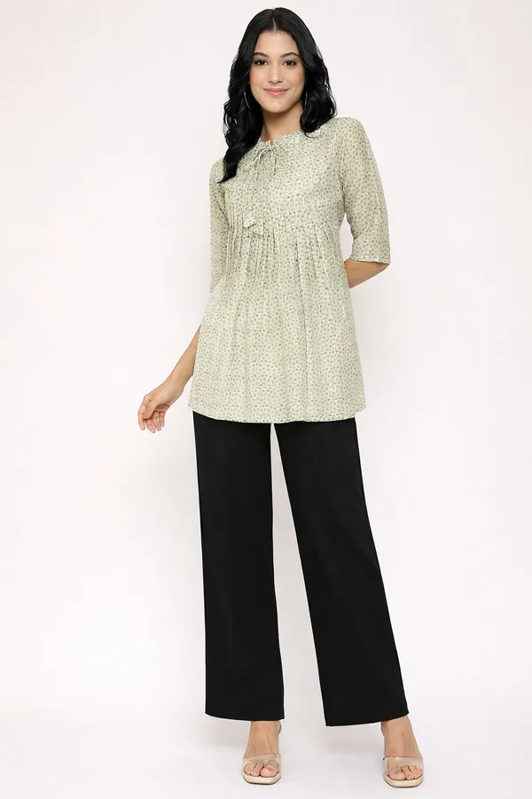 Green_Chanderi_Front_Pintuck_Top