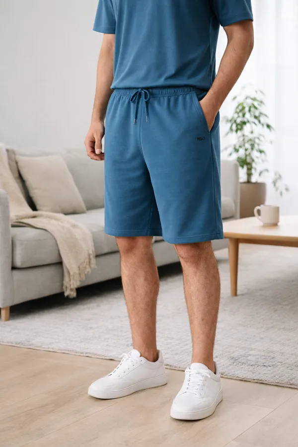 Oxford_Blue_Cotton_Regular_Fit_Shorts_For_Men