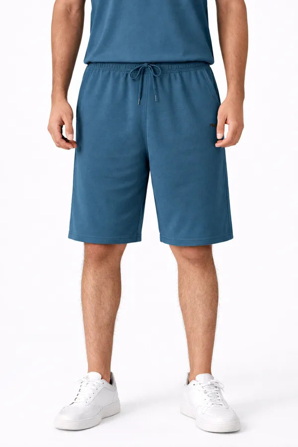 Oxford_Blue_Cotton_Regular_Fit_Shorts_For_Men
