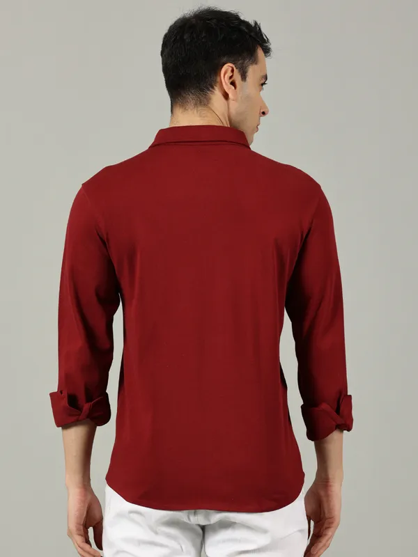 Maroon_Cotton_Solid_Shirt_For_Men
