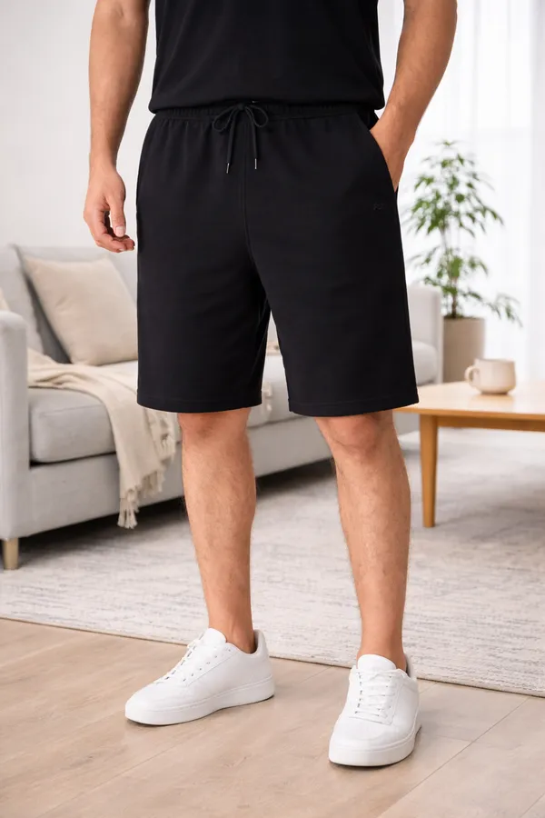 Black_Cotton_Regular_Fit_Shorts_For_Men