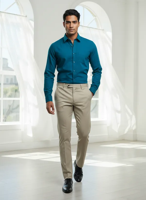 Petrol_Blue_Cotton_Solid_Oxford_Shirt_For_Men