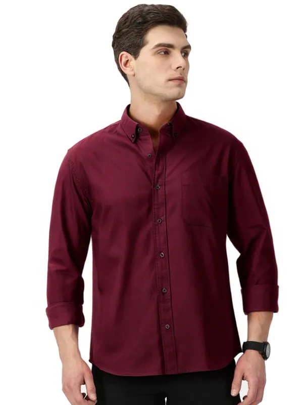 Reddish_Maroon_Cotton_Solid_Oxford_Shirt_For_Men
