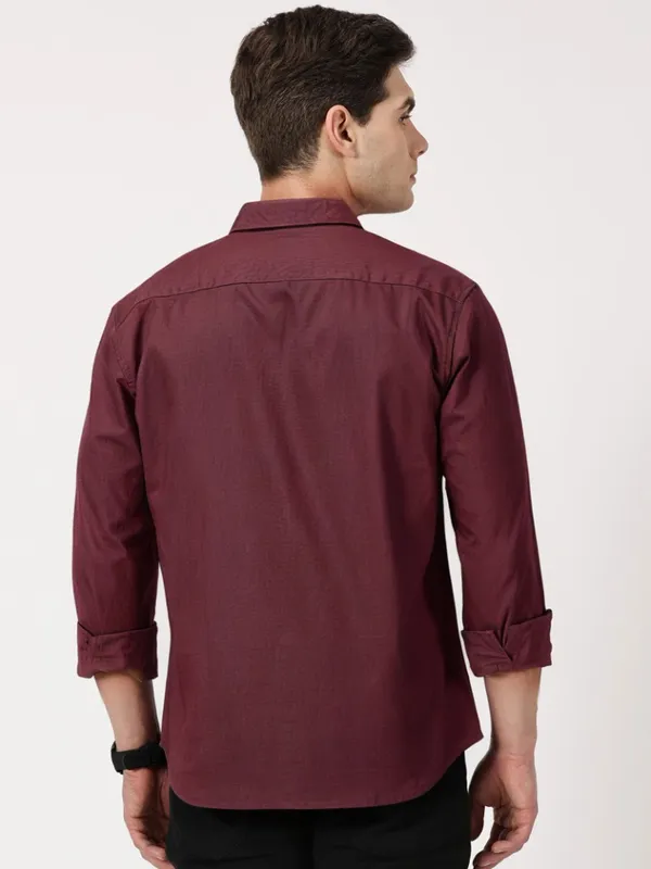 Reddish_Maroon_Cotton_Solid_Oxford_Shirt_For_Men