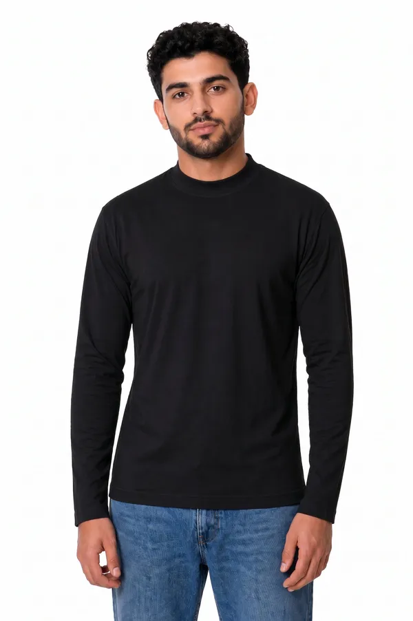 Black_Cotton_Turtle_Neck_T_Shirt_For_Men