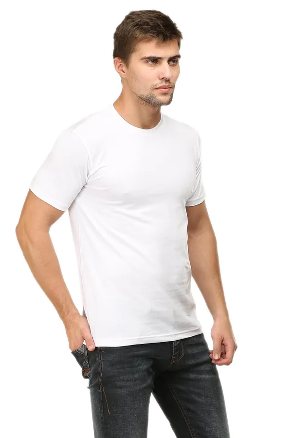 White_Poly_Cotton_T_Shirt_For_Men