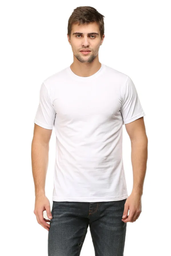 White_Poly_Cotton_T_Shirt_For_Men