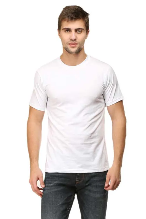 White_Poly_Cotton_T_Shirt_For_Men