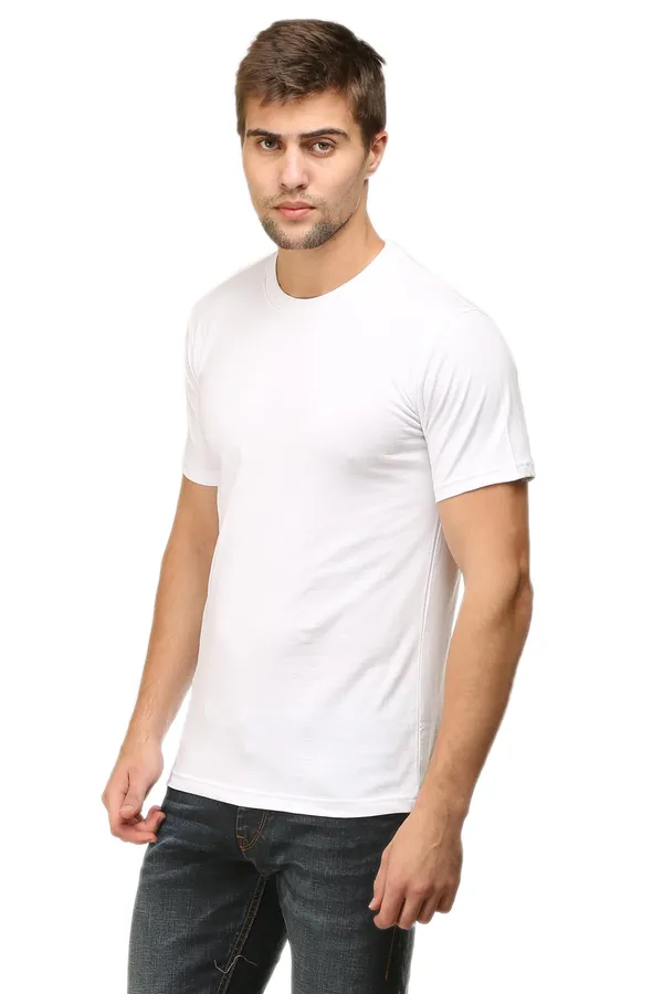 White_Poly_Cotton_T_Shirt_For_Men