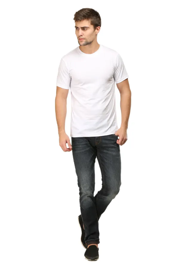 White_Poly_Cotton_T_Shirt_For_Men