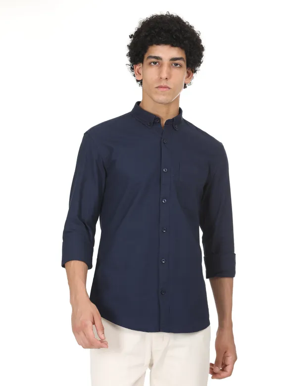 Blue_Cotton_Solid_Oxford_Shirt_For_Men