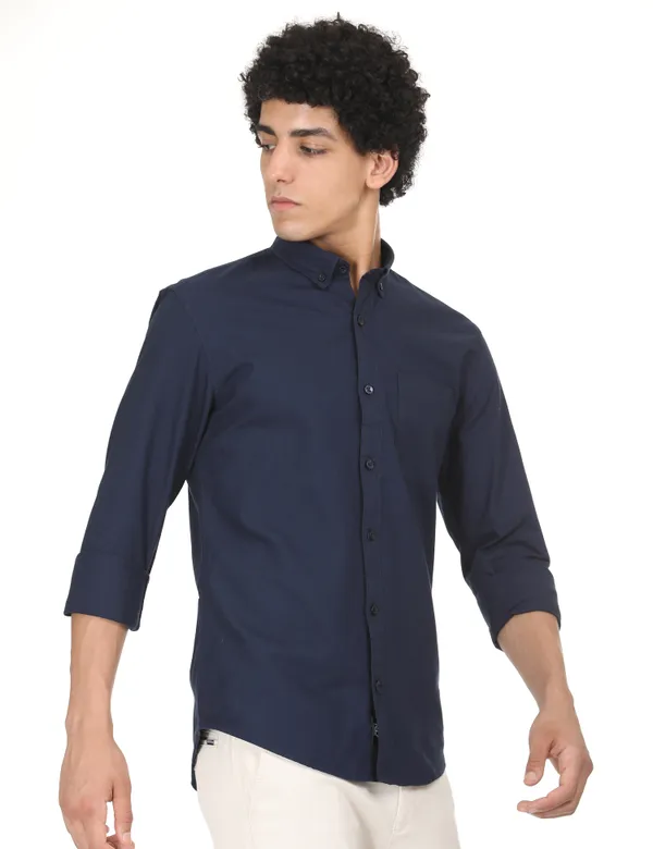 Blue_Cotton_Solid_Oxford_Shirt_For_Men