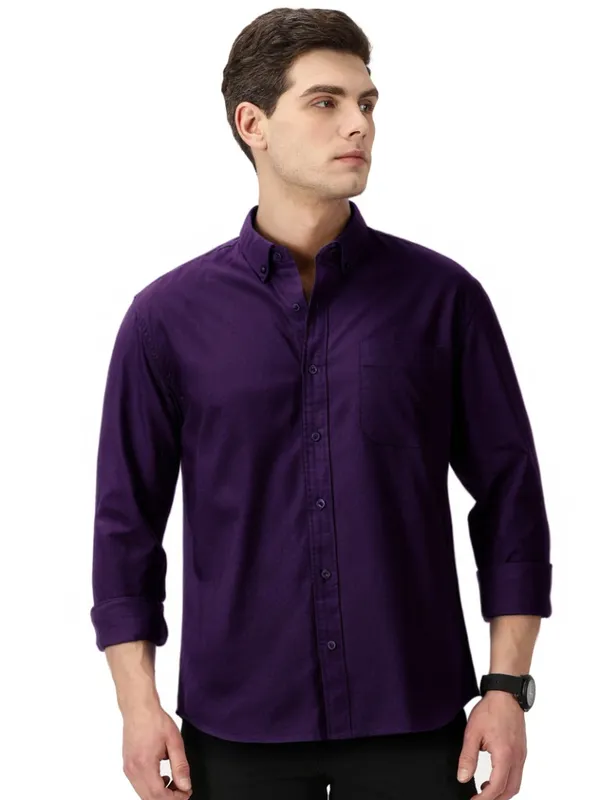 Violet_Cotton_Solid_Oxford_Shirt_For_Men
