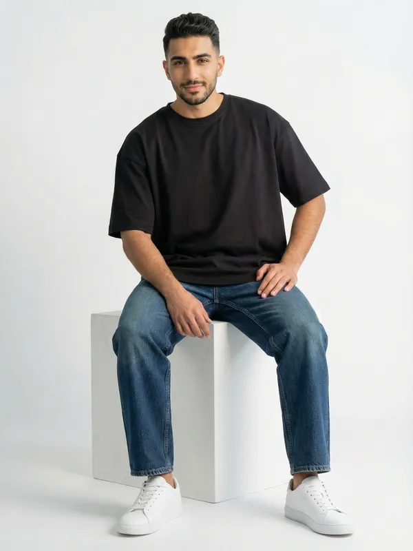 Black_Ottoman_Cotton_Oversized_T_Shirt_For_Men