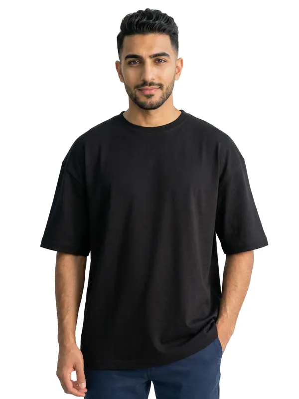 Black_Ottoman_Cotton_Oversized_T_Shirt_For_Men