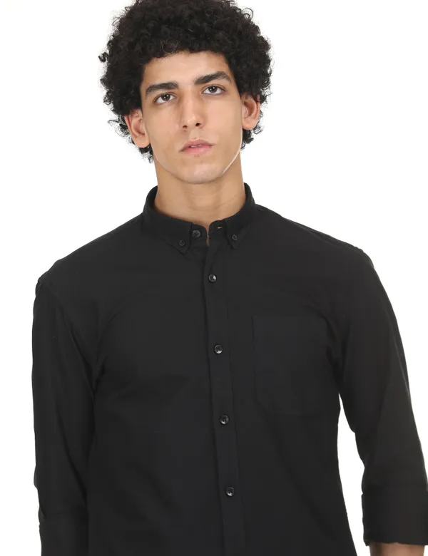 Black_Cotton_Solid_Oxford_Shirt_For_Men