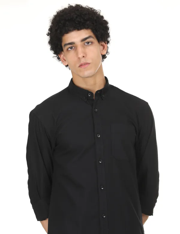 Black_Cotton_Solid_Oxford_Shirt_For_Men