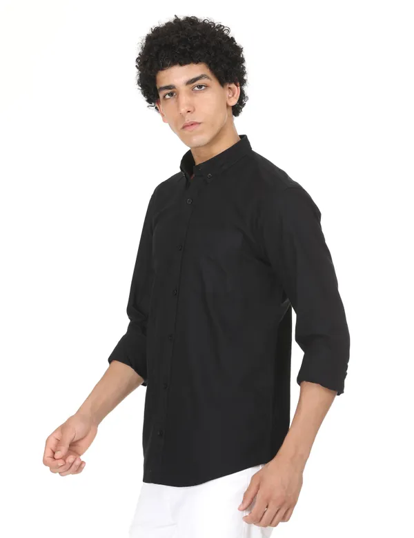 Black_Cotton_Solid_Oxford_Shirt_For_Men